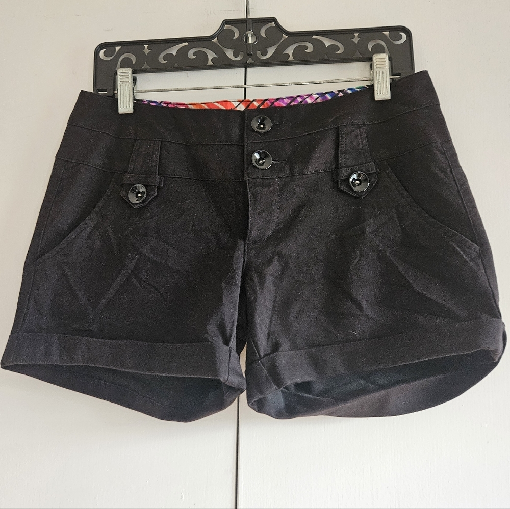 NWOT Copper Key Women's Shorts Black Bottoms Detail with Packets Size 7